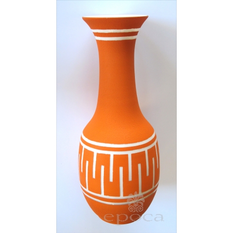  tall and striking american 1960's orange glazed vase with white ground