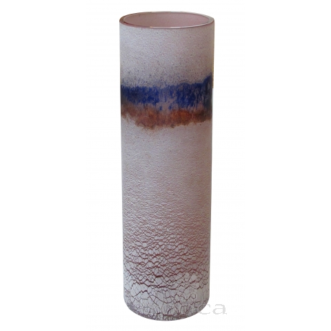 rare and large-scaled murano 1960's alfredo barbini 'scavo' glass cylindrical vase; etched signature 'barbini murano' on underside 