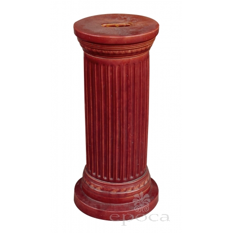 a handsome english burmantofts 19th century iron-red glazed fluted column pedestal; stamped 'Burmantofts Faience, England'