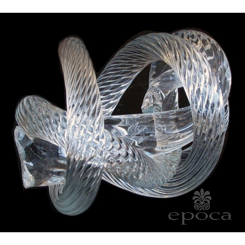 a well-crafted and heavy glass rope knot by Fusion Z Glassworks; with acid etched signature