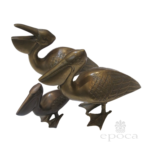 Set of Three American 1960's Brass Pelicans at epoca in San Franciscoans at epoca in San Francisco