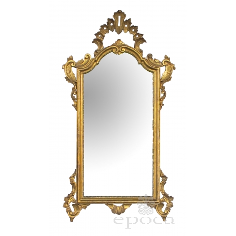 a shapely italian rococo style carved giltwood mirror with openwork rocaille crest