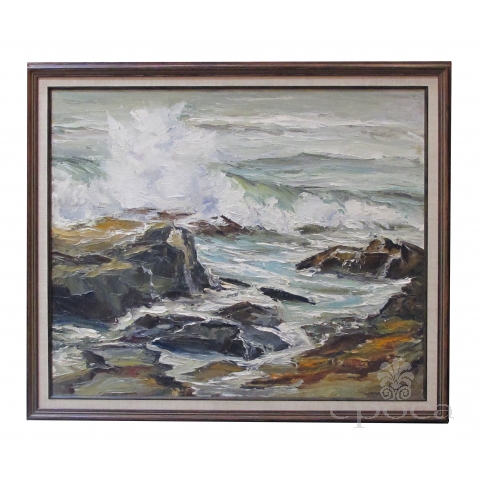 "Seascape" oil on canvas 1950's by California artist Lucille Kent