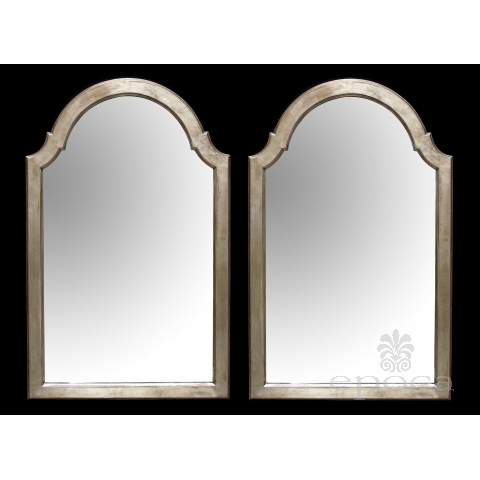 a shapely pair of english queen anne silver-leafed giltwood mirrors 
