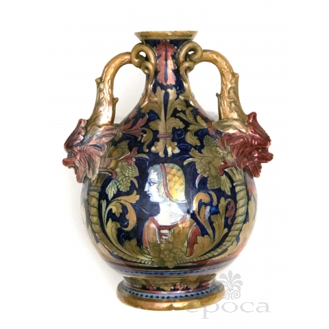 a rare Alfredo Santarelli luster-glazed double-handled vase