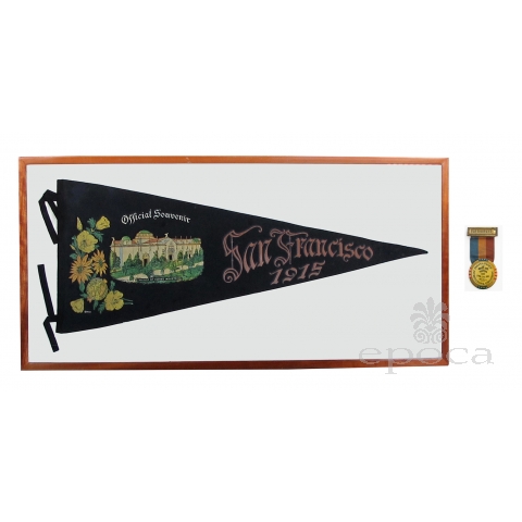 San Francisco Panama Pacific Exposition of 1915 Souvenir Banner with Opening Day Button 