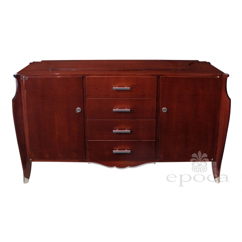 Superb Quality French Art Deco Tiger-Mahogany Sideboard, in the style of Jules-Emile Leleu (French, 1883-1961)