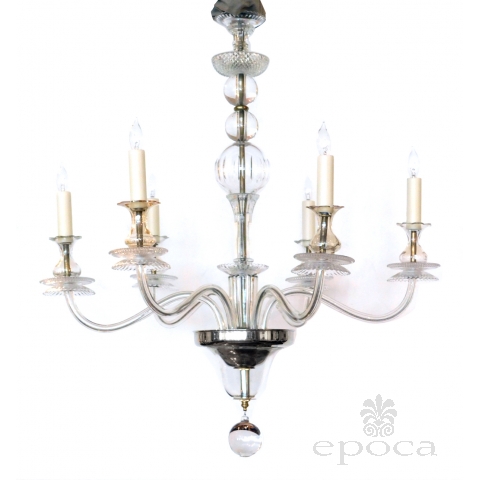 Stylish Hollywood Regency Clear Glass 6-light Chandelier