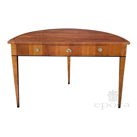 Biedermeier Style Cherrywood 3-drawer Demilune Writing Desk Circa 1900