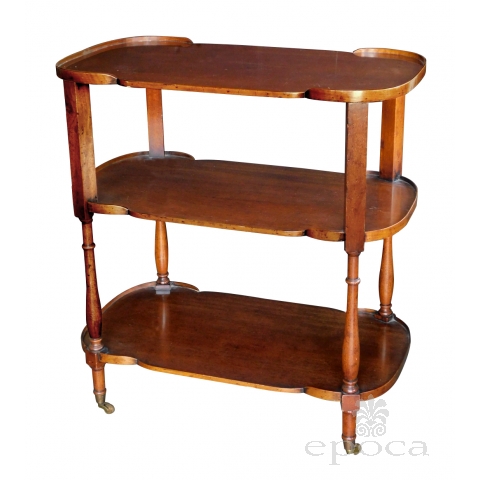 Handsome English Late 19th Century Mahogany 3-tier Bar Cart/étagère