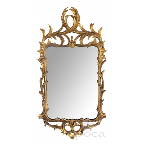 Hand-carved Continental Rococo Revival Foliate Giltwood Mirror