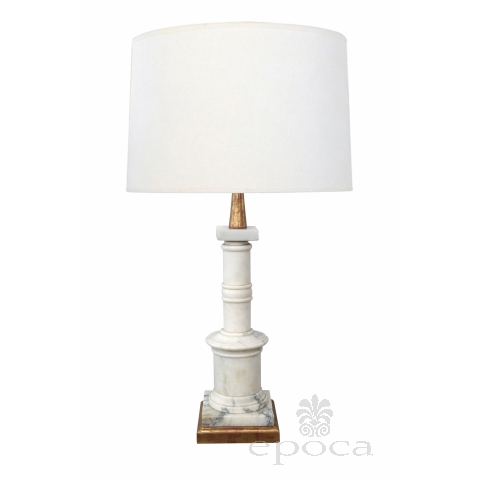 Classically-inspired Italian 1950's Carrara Marble Columnar Lamp