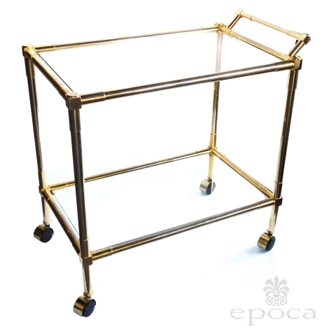 Quality Brass 1960's 2-tier Brass and Glass Bar/Drinks Cart