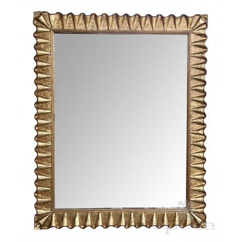 Hollywood Regency Giltwood Mirror with Undulating Ruffled Frame