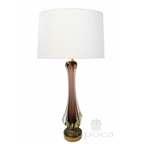 Large Murano Flavio Poli for Seguso Sommerso 1950's Aubergine Fin Lamp