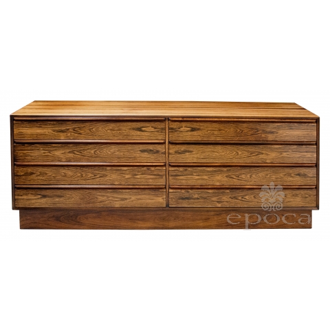 a sophisticated norwegian 1960's rosewood 8 drawer chest by westnofa of norway (labeled)