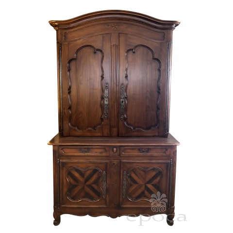 an impressive french provincial walnut buffet-a-deux-corps/cabinet