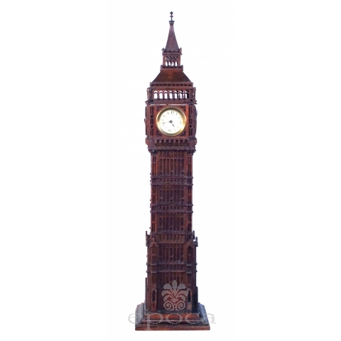 A Charming English Folk Art Carved Wooden Big Ben Clock