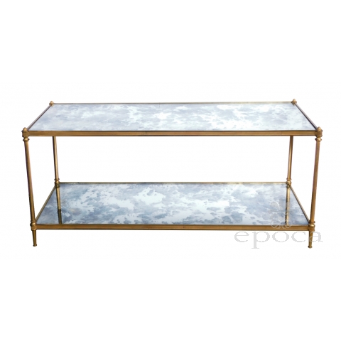 Good Quality 1960's Maison Jansen Gilt-Bronze and Mirrored 2-Tier Coffee Table