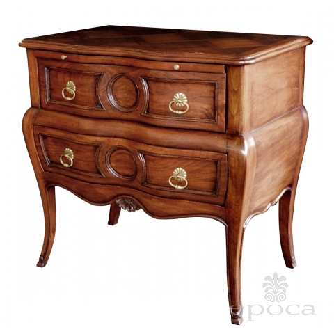 Good Quality Walnut Bombé-form 2-drawer Chest by Auffray & Co., NY