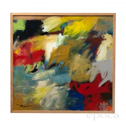 Acrylic on Canvas: Abstract Expressionist Painting by Susan Morosky ' Neon Day Field 3'