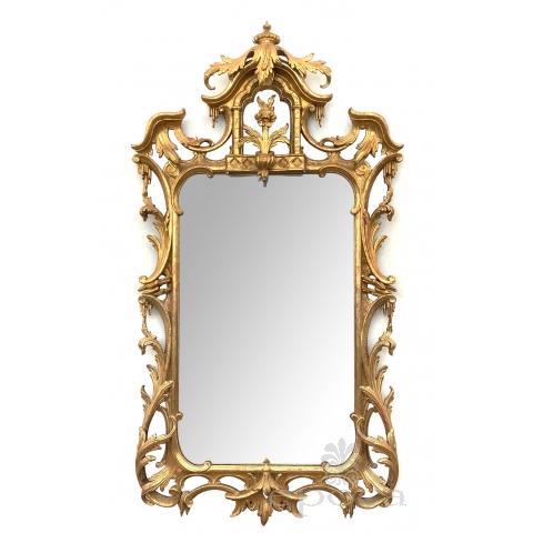 English Chippendale Style Carved Giltwood Mirror in the Chinese Taste