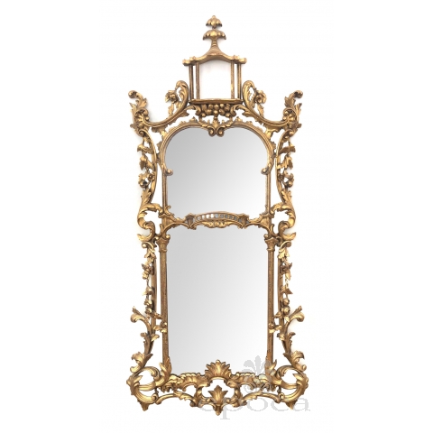 English Chippendale Style Carved Giltwood Mirror in the Chinese Taste 