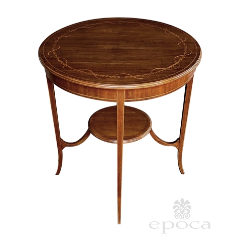 English Edwardian Mahogany Inlaid Circular Side/Occasional Table