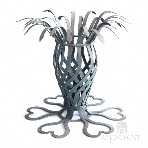 1960s Iron Basket-weave Pineapple-form Patio Dining Table Base by Salterini
