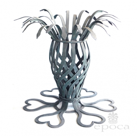 1960s Iron Basket-weave Pineapple-form Patio Dining Table Base by Salterini