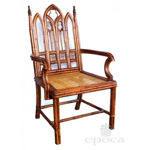 19th Century English Brighton Pavilion Neo-Gothic Bamboo Armchair at epoca