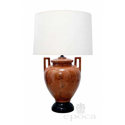 Large-scaled Faux-burl Ceramic Double-handled Urn-form Lamp