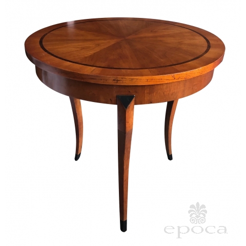 Elegant Biedermeier Style Cherrywood Circular Side Table