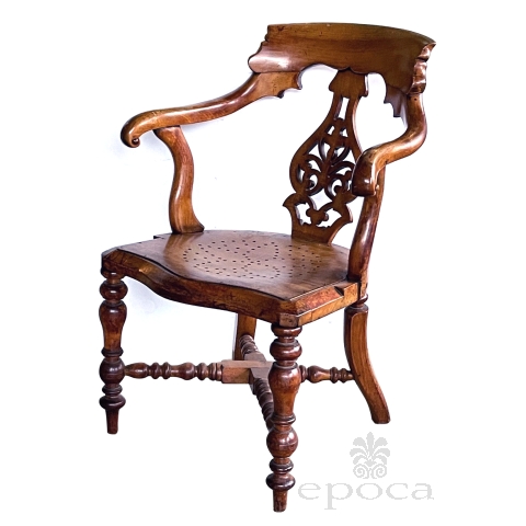 A Handsome English Yew Wood Captain's Chair