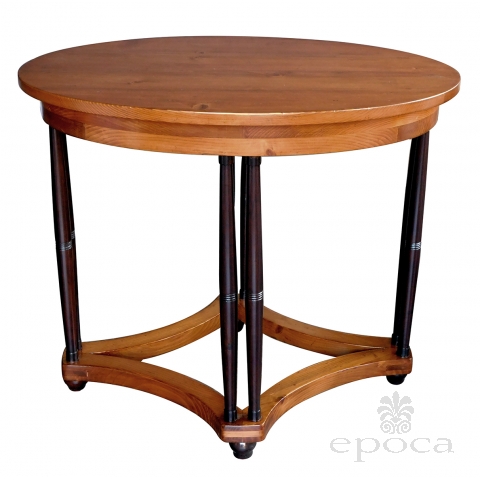 English Pine Oval Center/Side Table Raised on Columnar Supports