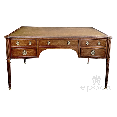 An English George III Style Mahogany Concave Writing Desk
