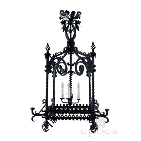 Large Gothic Revival Wrought Iron Four-light Lantern