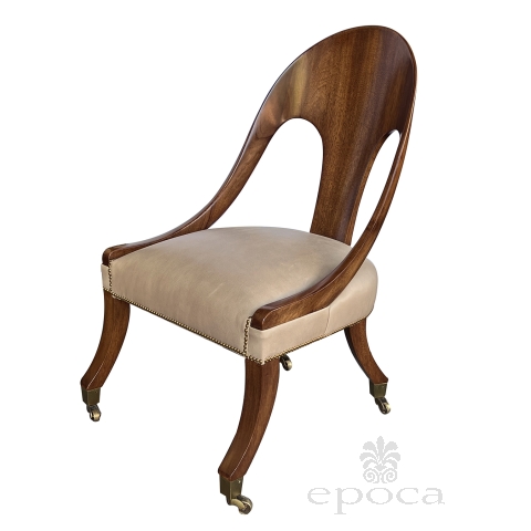 English Regency Style Solid Mahogany Spoonback Chair