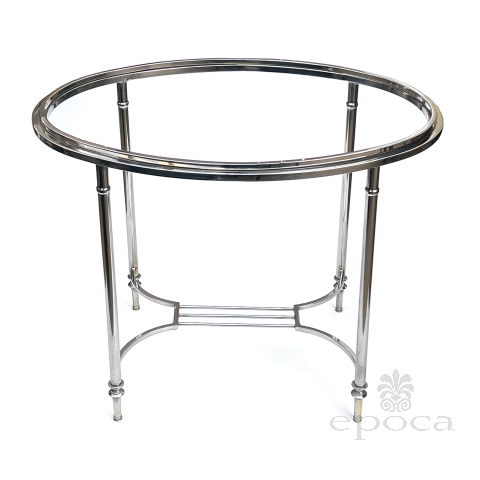 A Stylish French Art Deco Nickel-plated Oval Side/Coffee Table in the Style of Maison Jansen