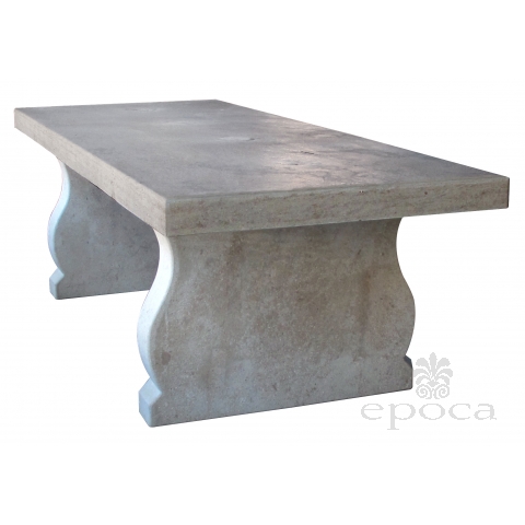 a large and impressive french carved limestone trestle table with lyre-form supports