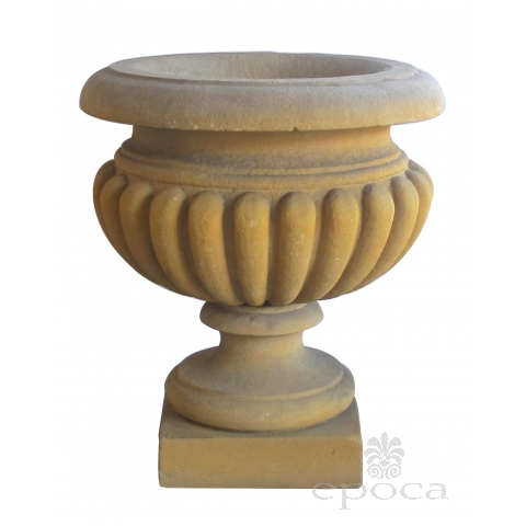  Large-scaled French Neoclassical Style Carved Limestone Lobed Urns (3 Available)