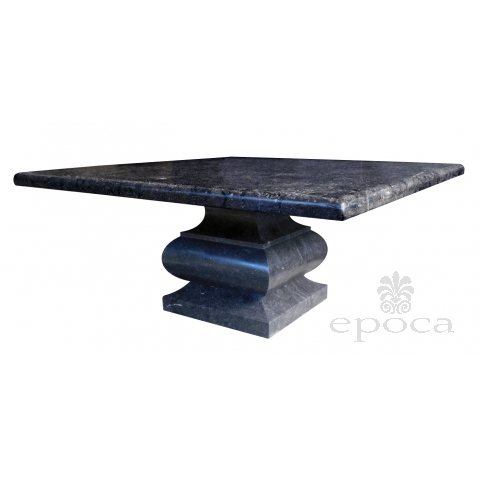 Shapely Carved Belgian Bluestone Square Dining/Center Table with Robust Baluster-form Base