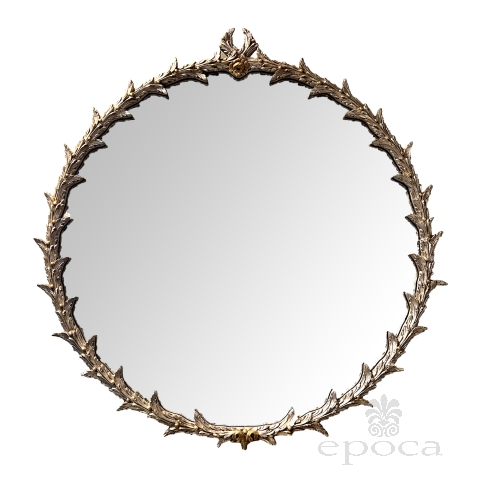 Neoclassical Style carved Laurel Leaf and Berry Silver-gilt Mirror with Gold-gilt Highlights  