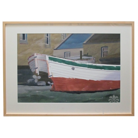 watercolor on paper: bair thorai, ireland by Michael Dunlavey, signed and framed