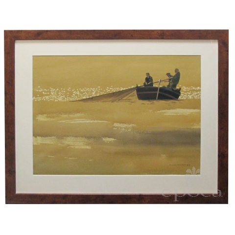 Watercolor on Paper 'The Catch at Tossa de Mar, Spain' signed Michael Dunlavey 2012