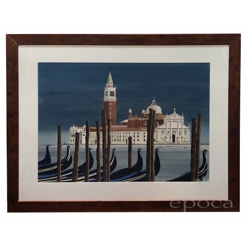 Watercolor on Paper 'Chiesa di San Maggiore, Venice' signed Michael Dunlavey