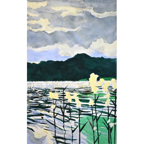 At Grasmere - #3 1996, Lake District Series, England  (watercolor on paper)  by william stanisich, san francisco; signed and framed