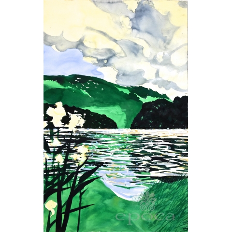 At Grasmere #2 1996, Lake District Series, England  (watercolor on paper)  by william stanisich, san francisco; signed and framed