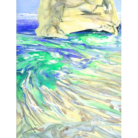 Milos 2006 no. 12 - Watercolor By William Stanisich, San Francisco presented by epoca.